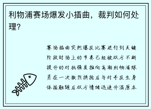 利物浦赛场爆发小插曲，裁判如何处理？